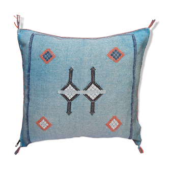Handmade Moroccan silk cushion cover, cactus pattern