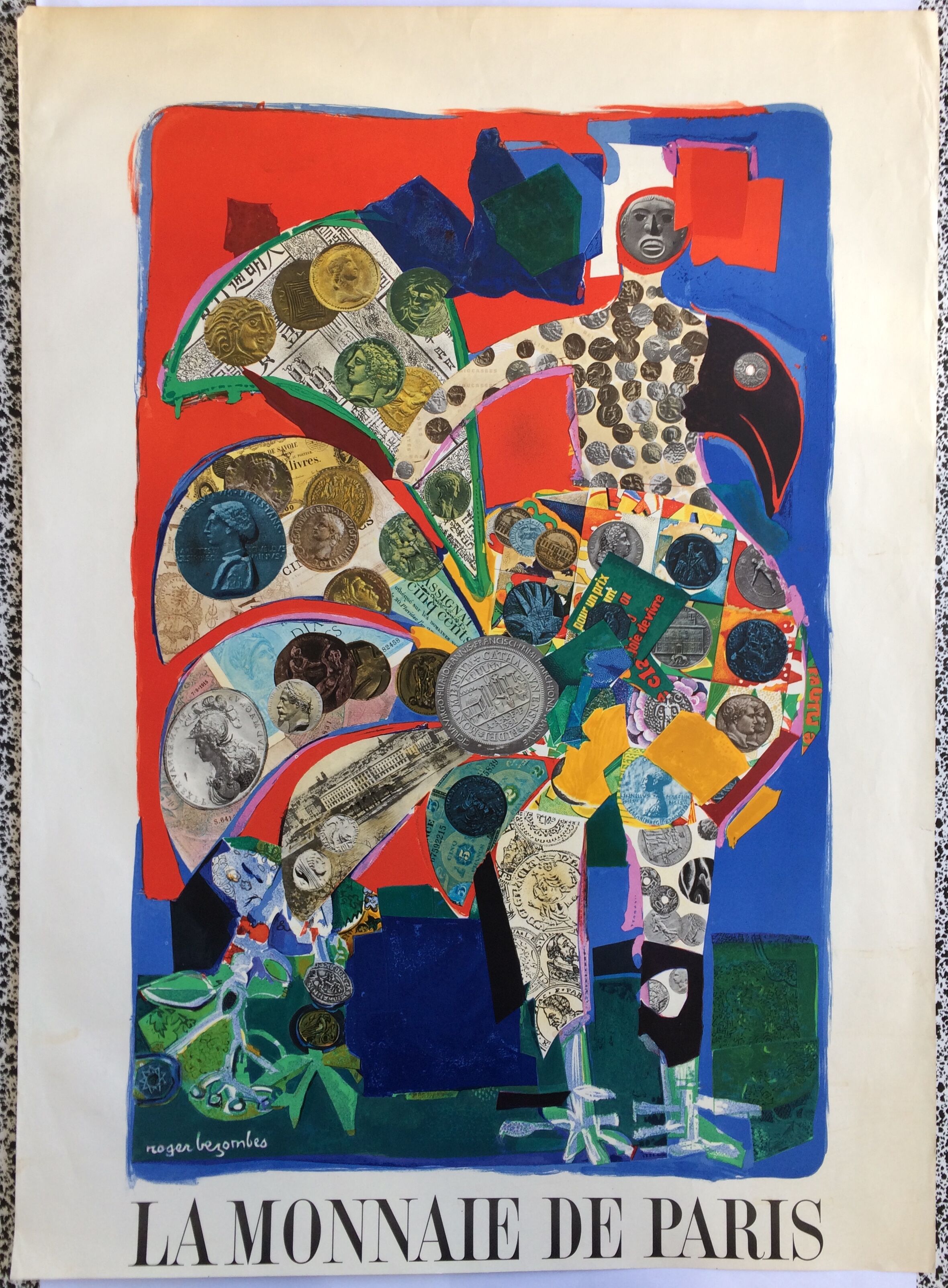 Affiche lithographique de Roger Bezombes, La Monnaie de Paris, 1968-69