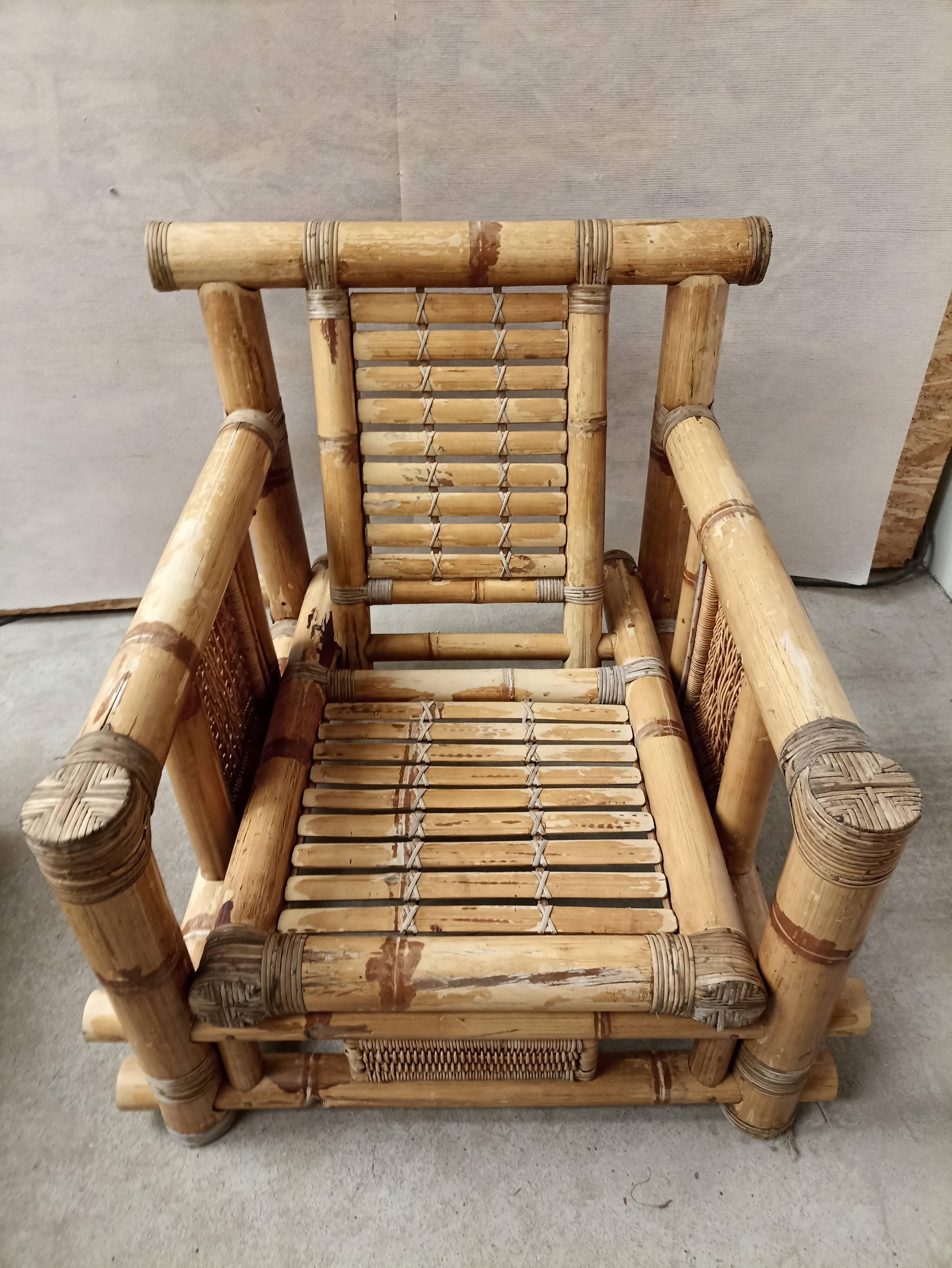 Cube bamboo armchair