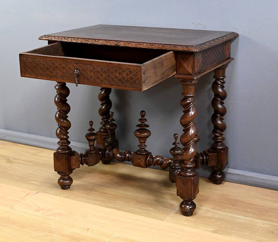 Small Oak Desk Table, Louis XIII Style – Mid-19th Century