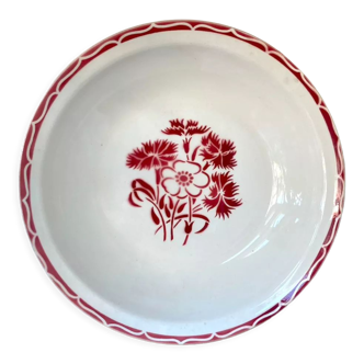 Plat vintage retro Lunéville modèle Annecy fleurs rouges