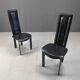 Vintage high back italian leather dining chairs, 1980s