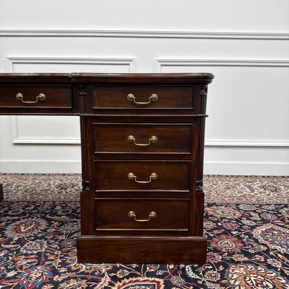 Classic English Desk with Black Leather