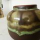 Vintage Olive Green Glazed Vase: 1970s KIL Ceramic Pottery