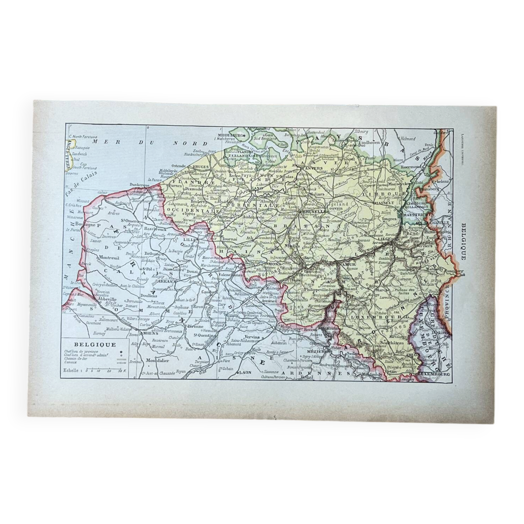Map of Belgium - 20x29cm 1922