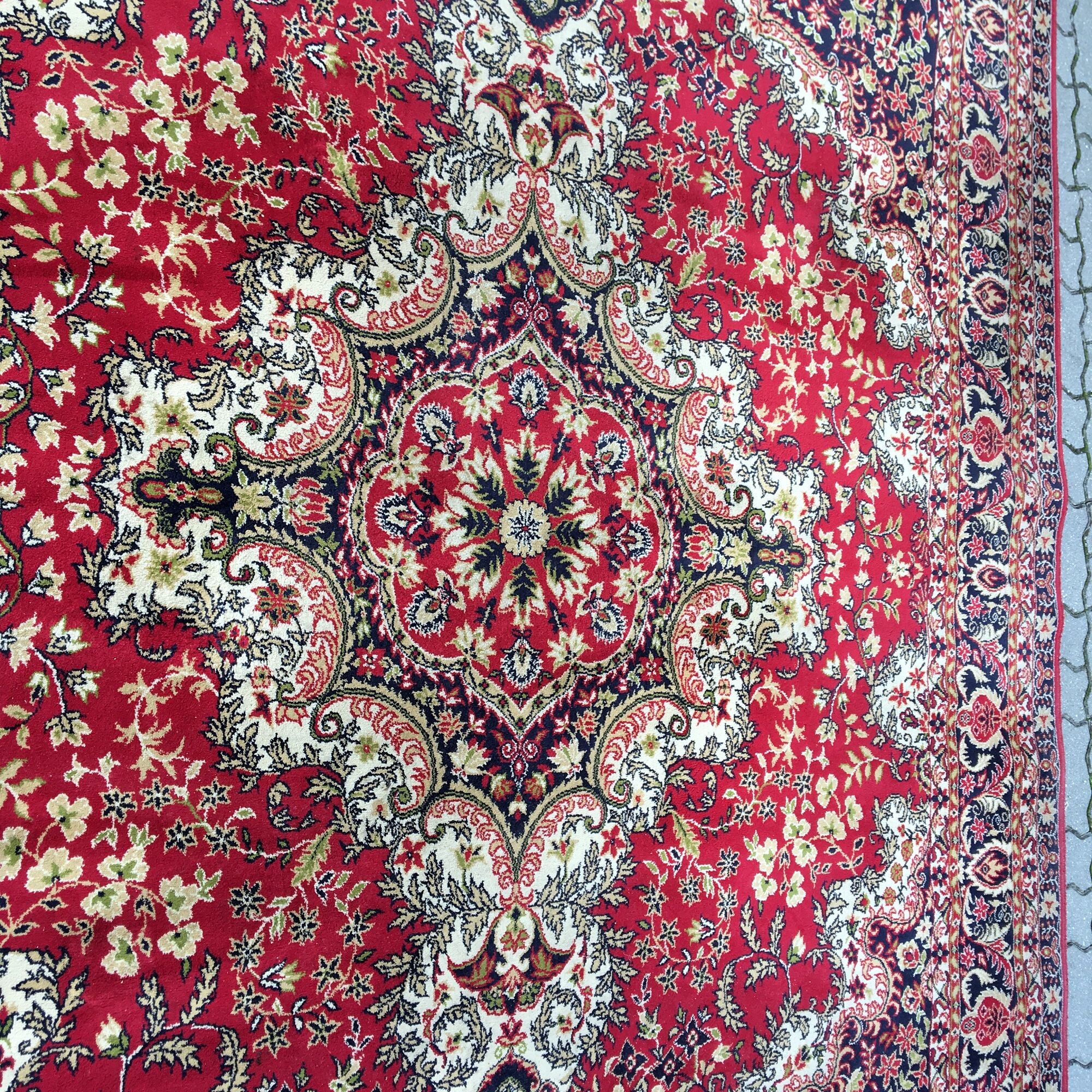 Vintage rug carpet 70s mid century Czechoslovakia red 253cm x 350cm
