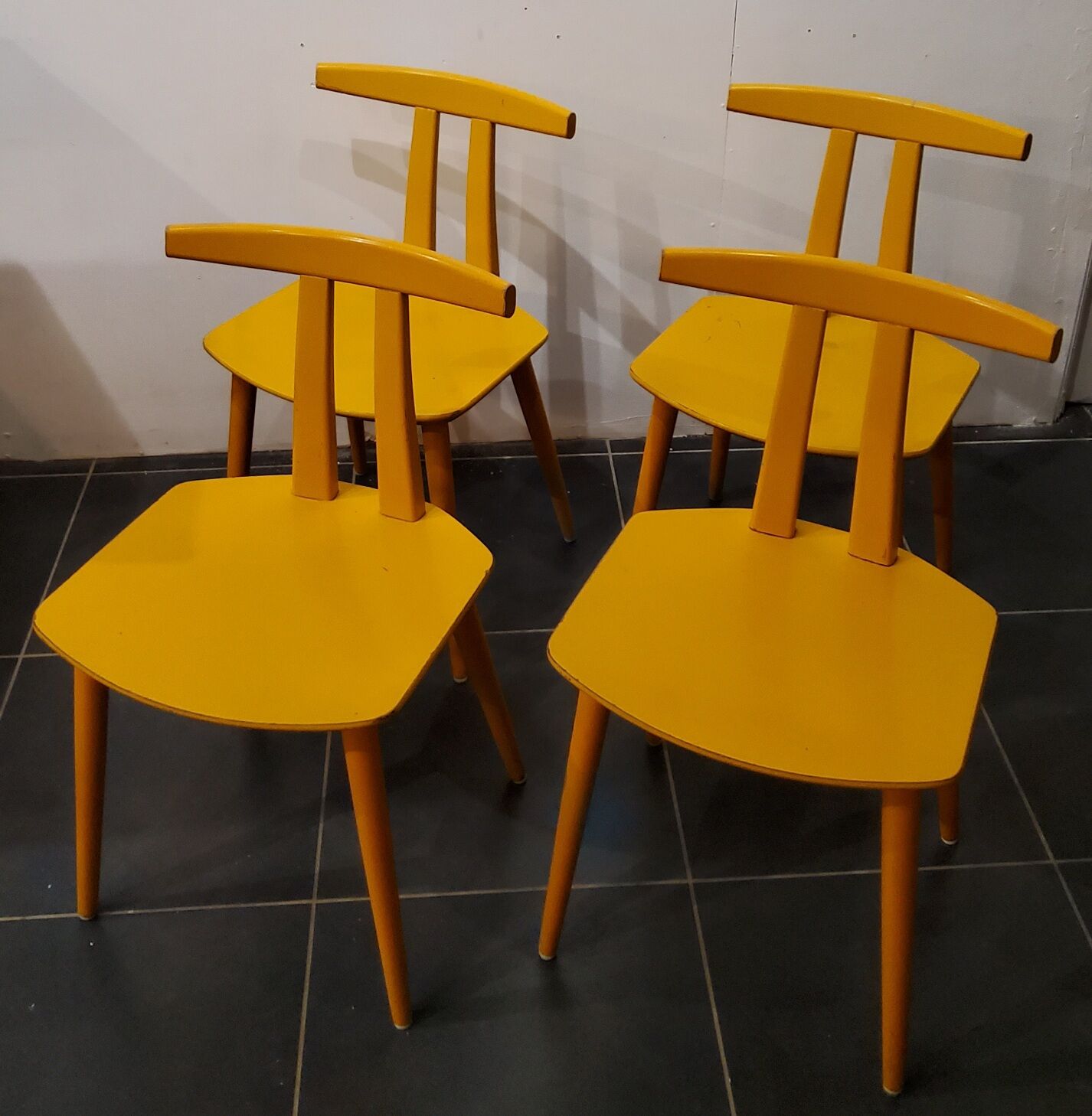 4 chaises j48, design poul m.volther, 1950, fdb møbler