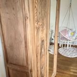 Vintage Art Deco wardrobe in raw wood