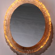 Oval Bathroom Wall Mirror with Lighting and Plexiglass Edge - Hillebrand
