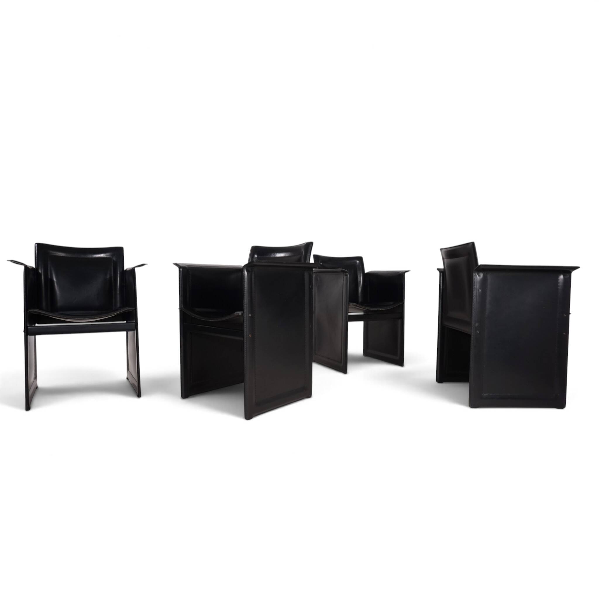 Arrben Solaria leather dining chairs, set of 4 by Tito Agnoli, 1970