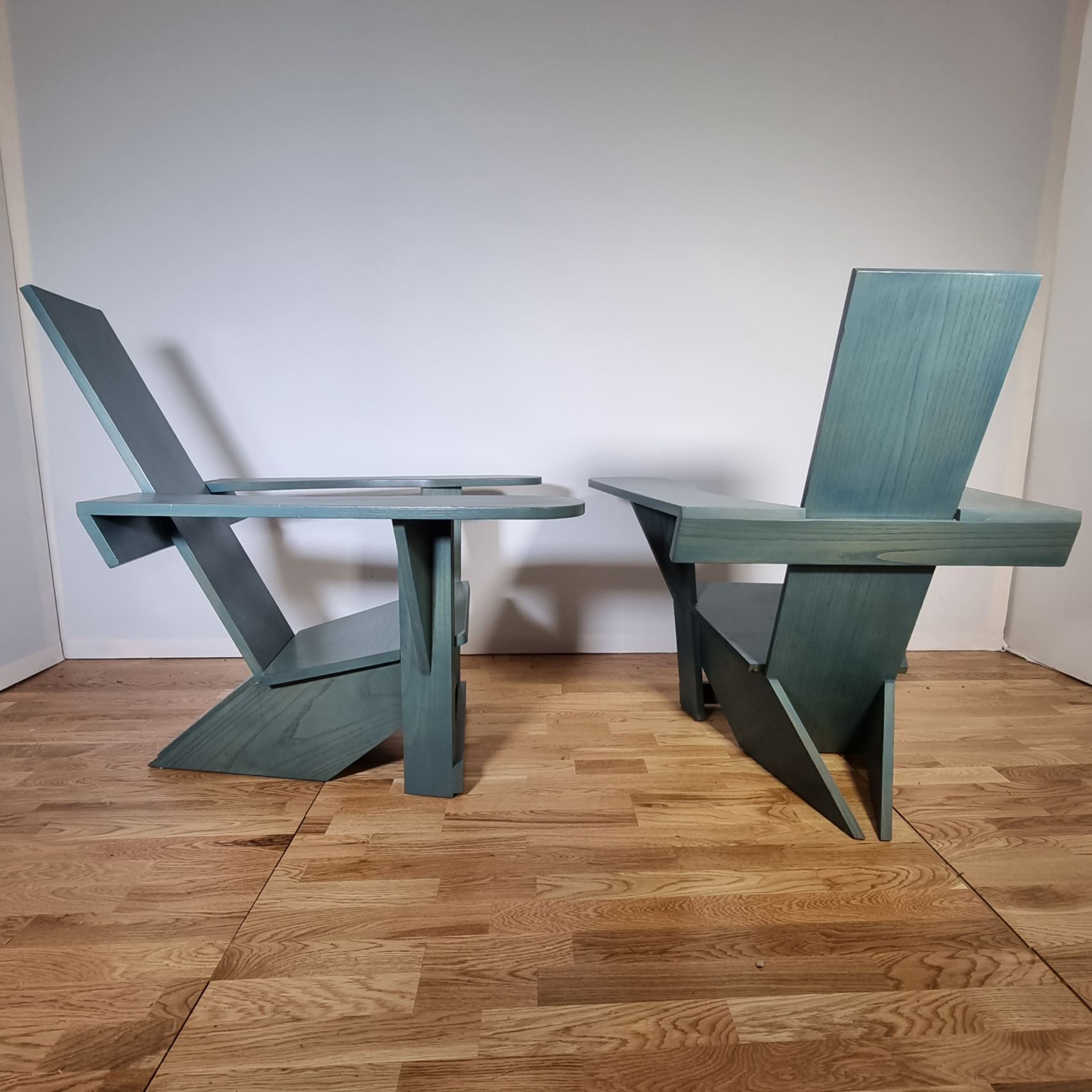 Pair of constructivist armchairs by Philippe Parent, circa 1980