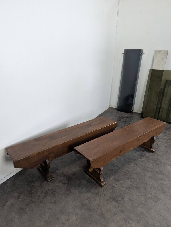 Banc rustique en chêne massif à clavette petit format
