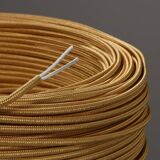 Brutalist wooden lamp, new 2M fabric cable, lampshade