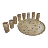 8 shot glasses and pyrite stoneware tray