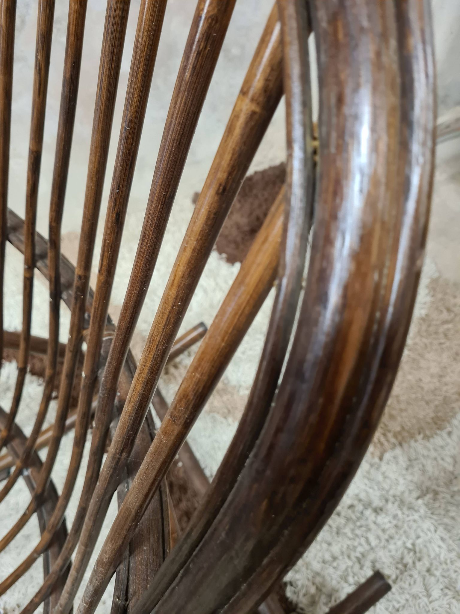 Rocking-chair en bambou rotin 1970 vintage