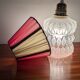 Pleated red and pale yellow plastic conical lampshade from the 1960s.