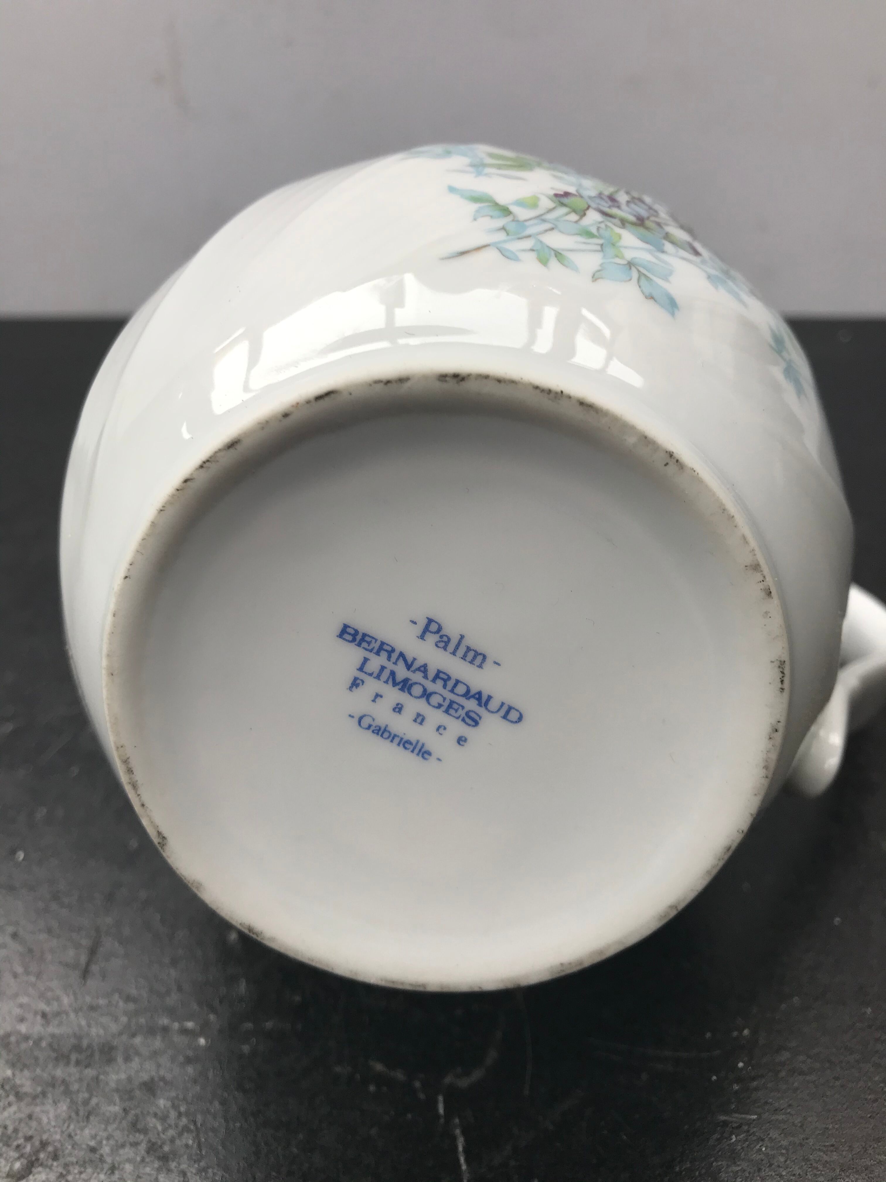 Former pitcher limoges model palm porcelain blanche decor vintage flowers