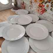 Set of 12 dessert plates in white porcelain marli in relief Wild Ivy