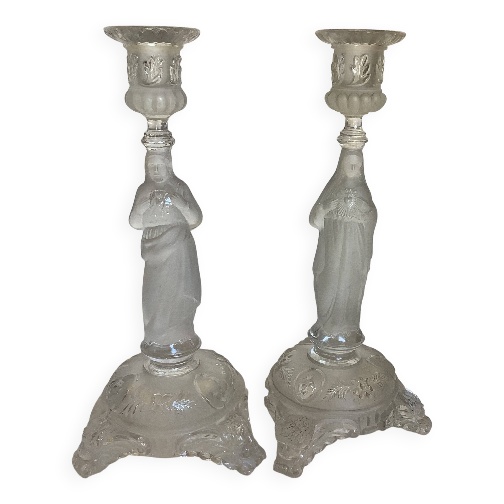Pair of antique Catholic candlesticks