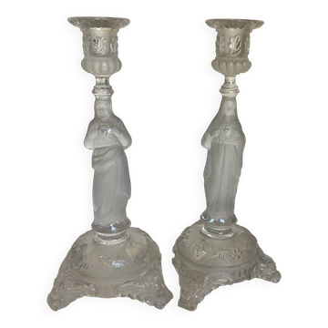 Pair of antique Catholic candlesticks