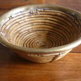 Bauhaus DLG rattan and brass bowl by Italian Gabriella Crespi