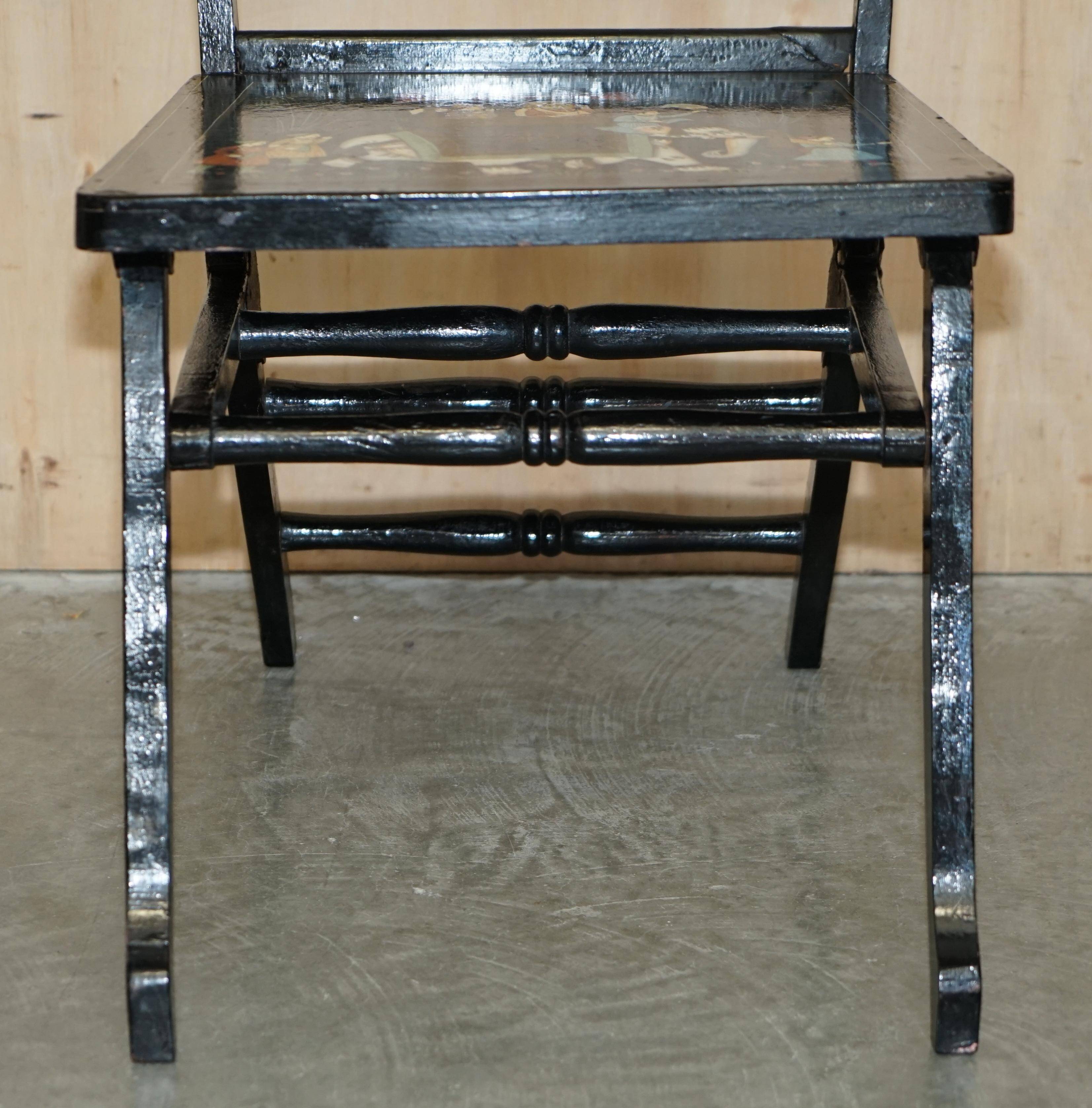 Pair of military folding chairs with Indian decoration.