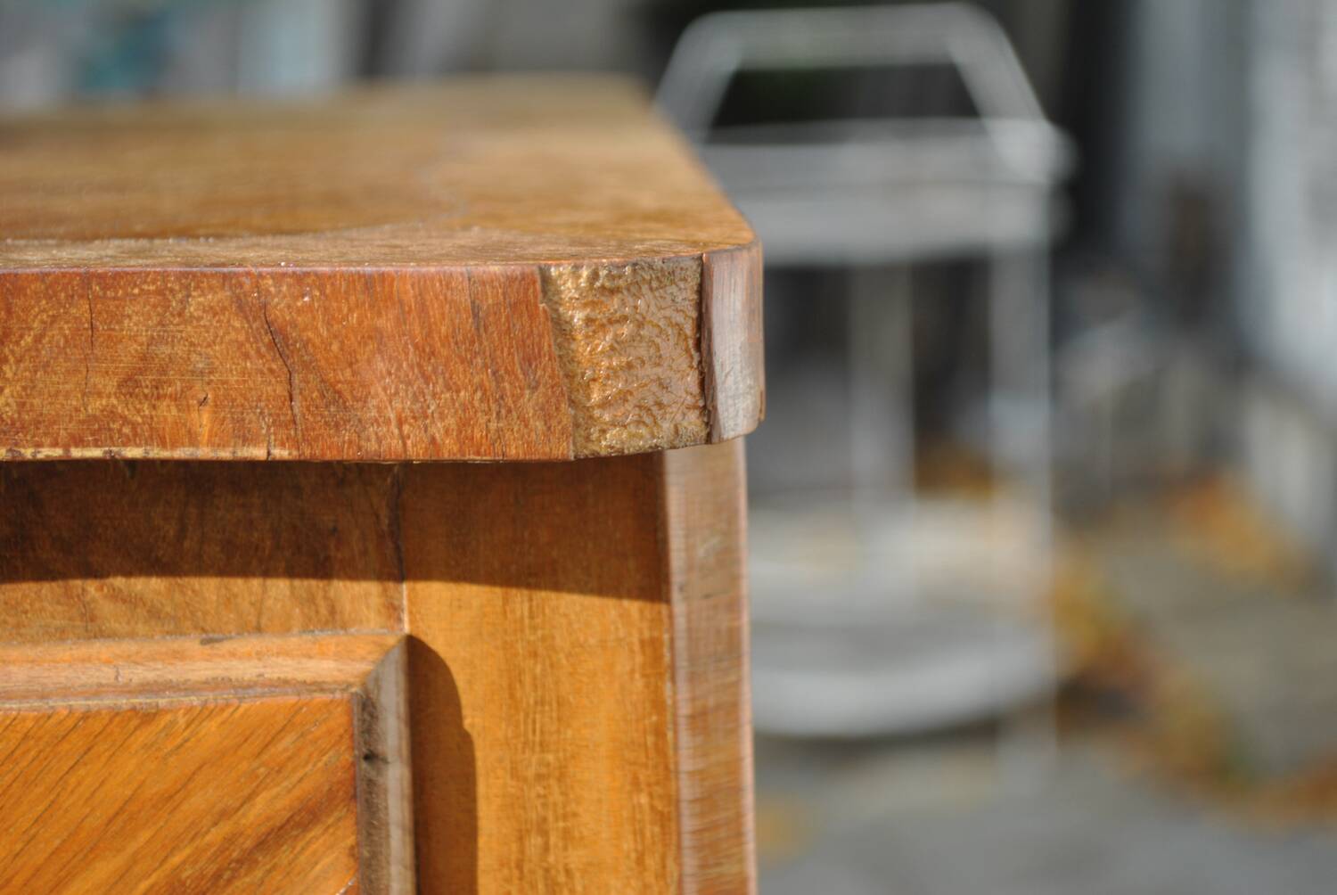 Rustic Louis XV hairdresser in cherry wood, functioning as a desk.
