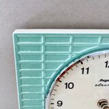 Vintage dugena wall clock, ceramic clock, pastel green, mid century clock