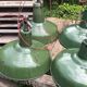 Set of 7 green industrial lamps in good condition, 1970s