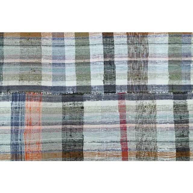 Vintage Turkish Oushak Handmade Wool Cotton Green Runner Rug 125x310