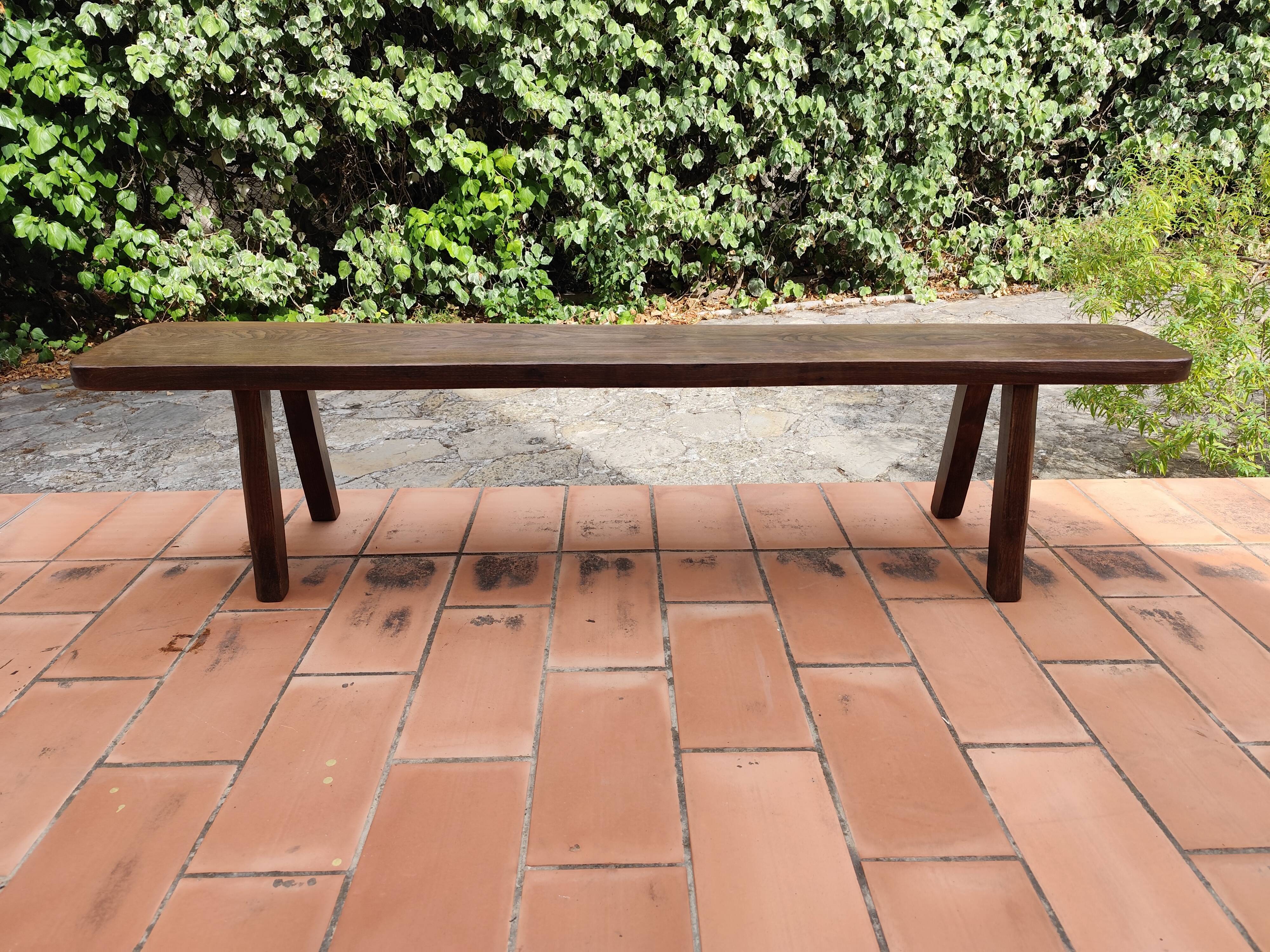 Olavi Hanninen bench solid elm brutalist vintage 1950