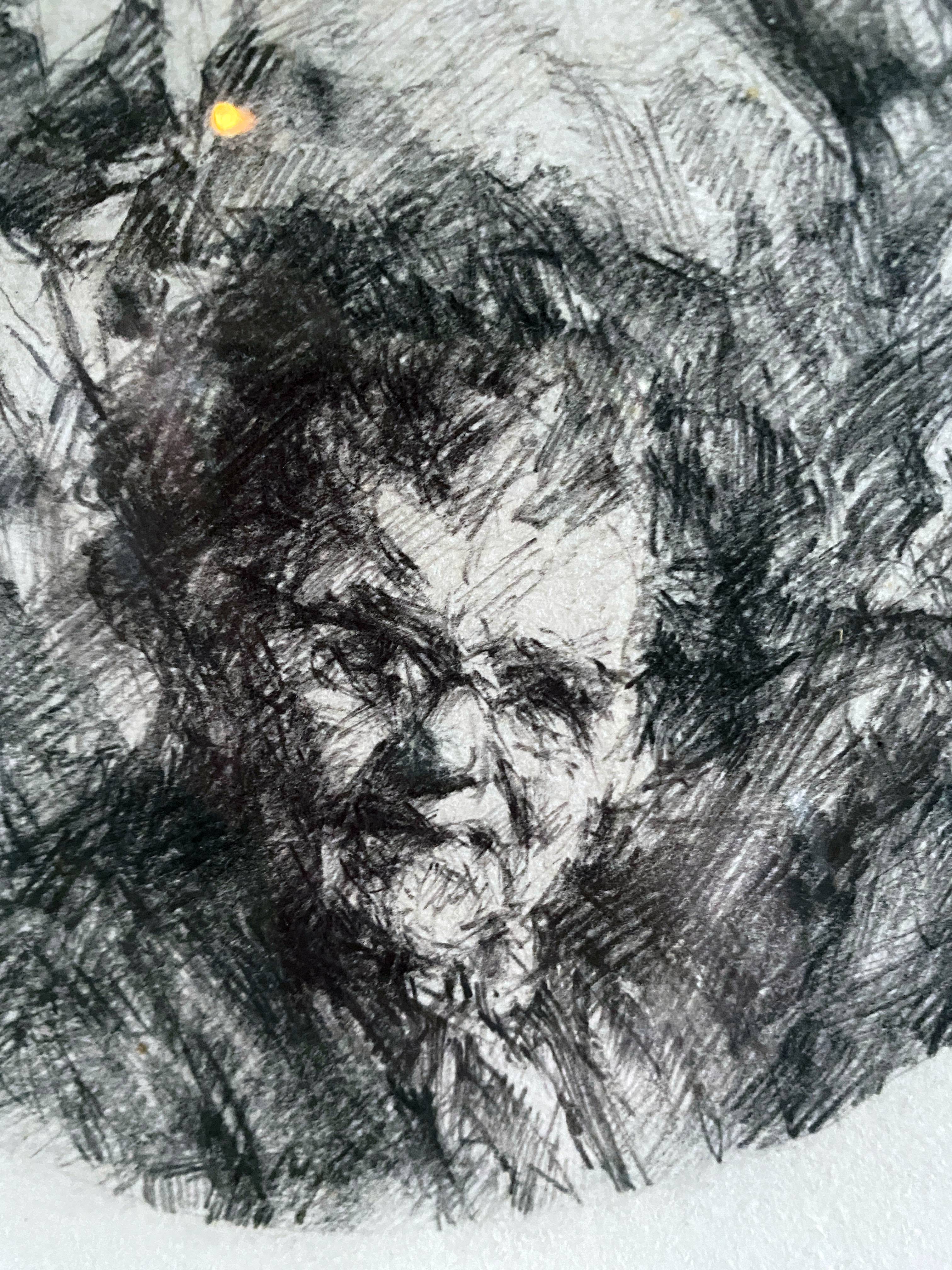 Lithograph 1882 "Foule" signed by Michel Houssin (born in 1941)