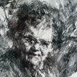 Lithograph 1882 "Foule" signed by Michel Houssin (born in 1941)