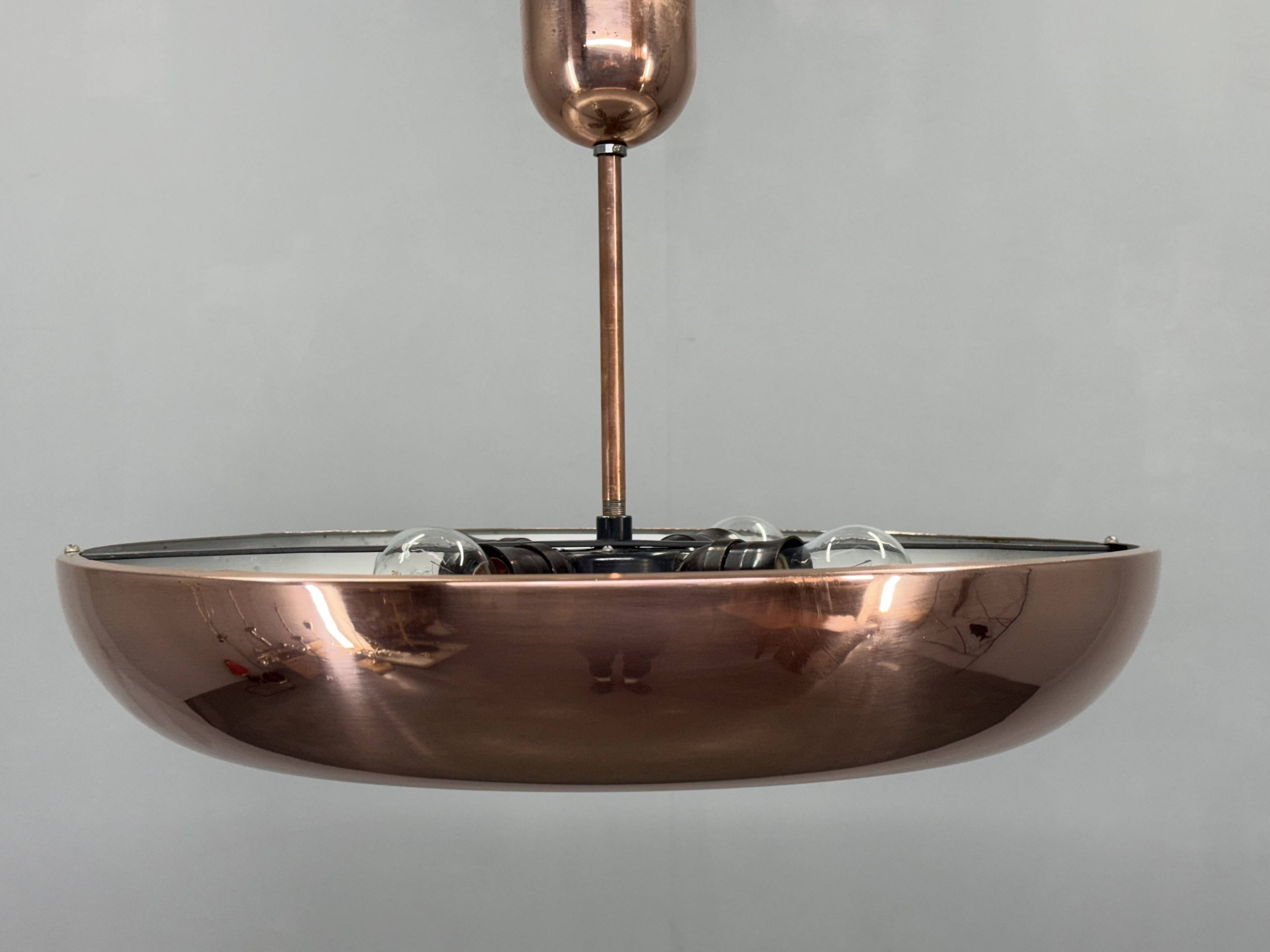 Suspension en cuivre Bauhaus UFO par Josef Hurka, années 1930