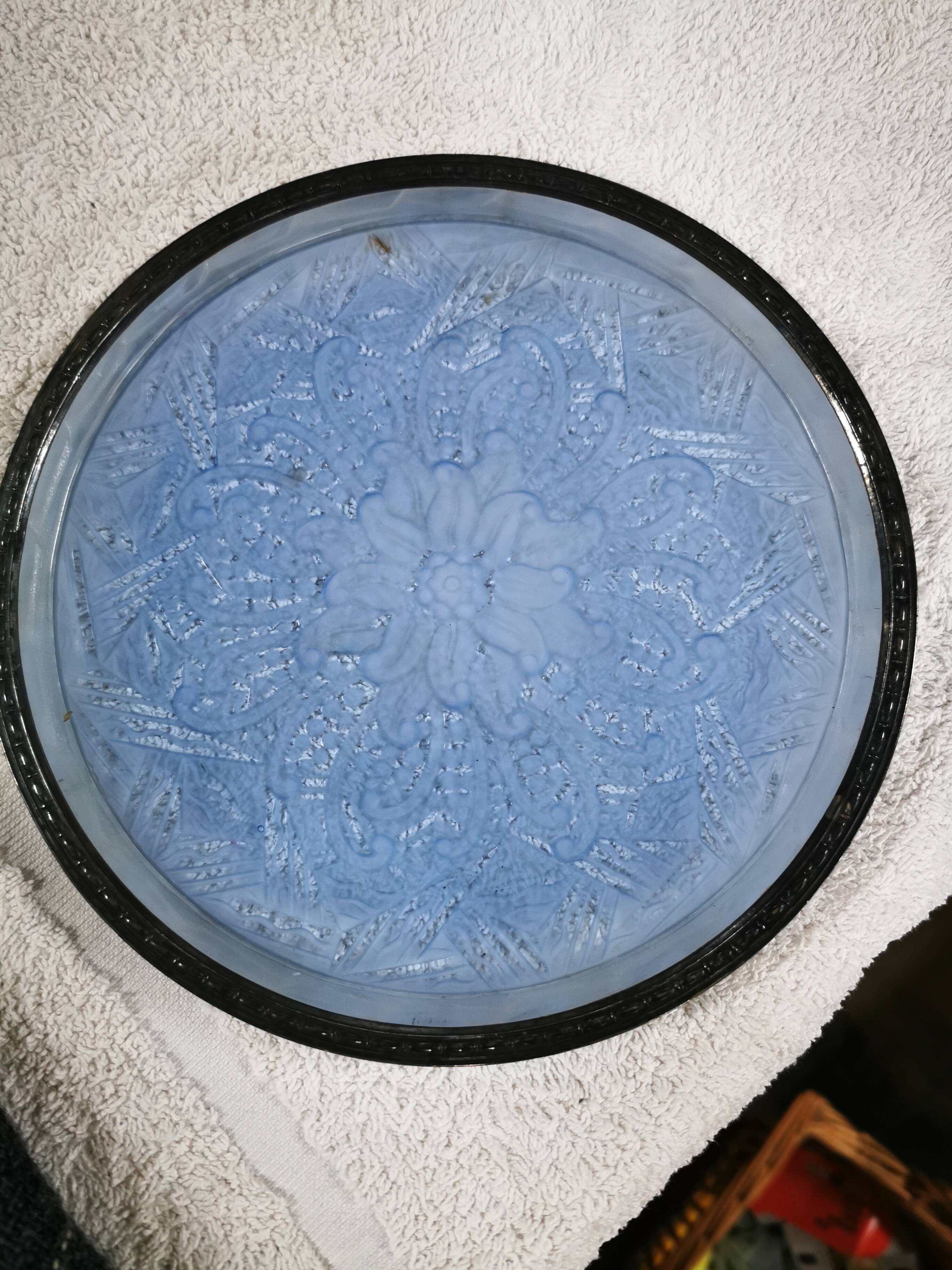 ART DECO blue glass tray, Minerve