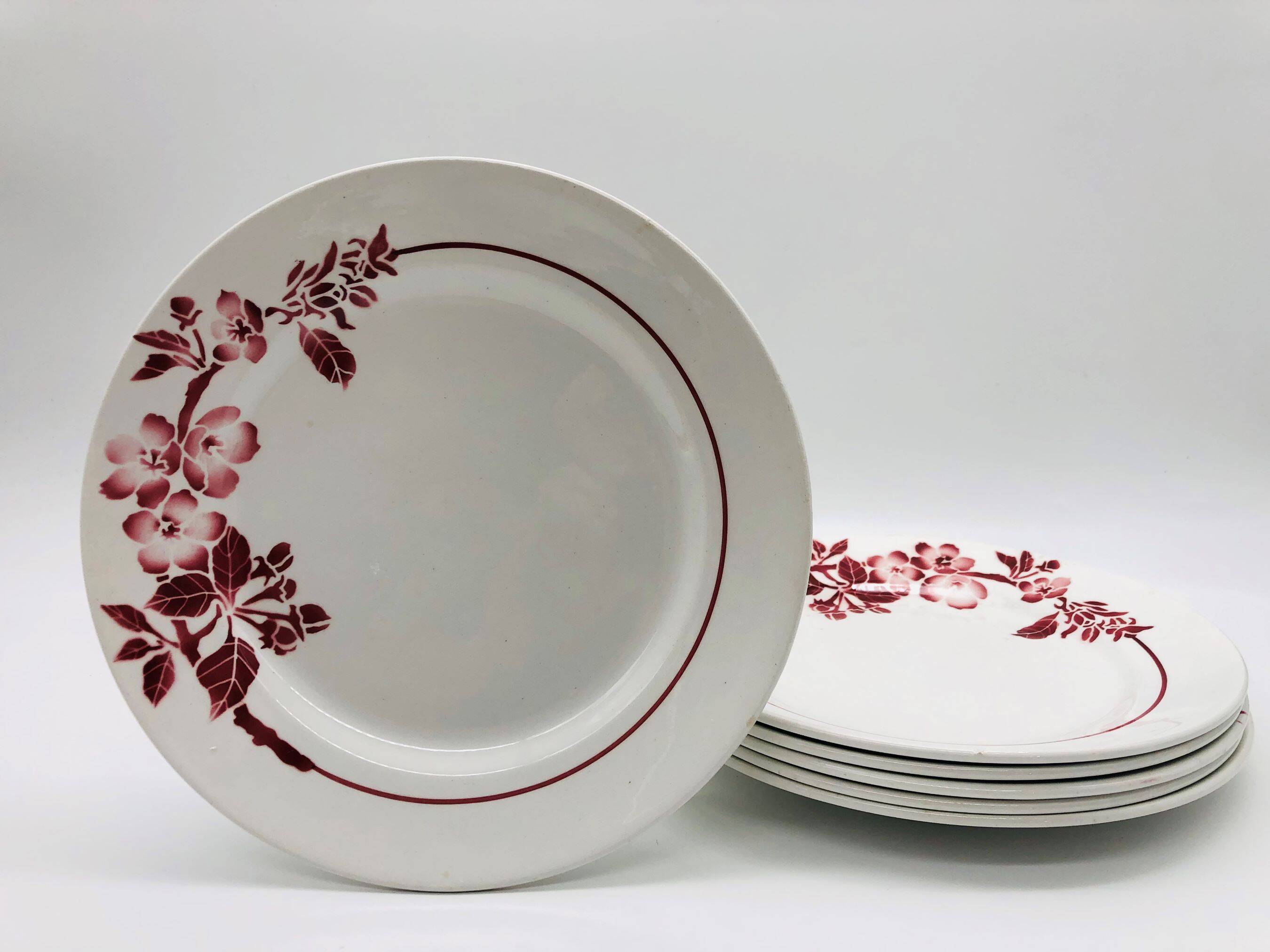 6 Pexonne flat plates, Opaque Porcelain Manufacture FF model Avril.