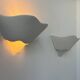 Pair of vintage wall lights, plaster and sandblasted glass, France 1970
