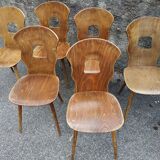 Suite of 6 vintage chairs Baumann model "Gentiane" 50s