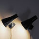 Blue metal cone shaped wall sconces pair by Asea - Sweden 1950s