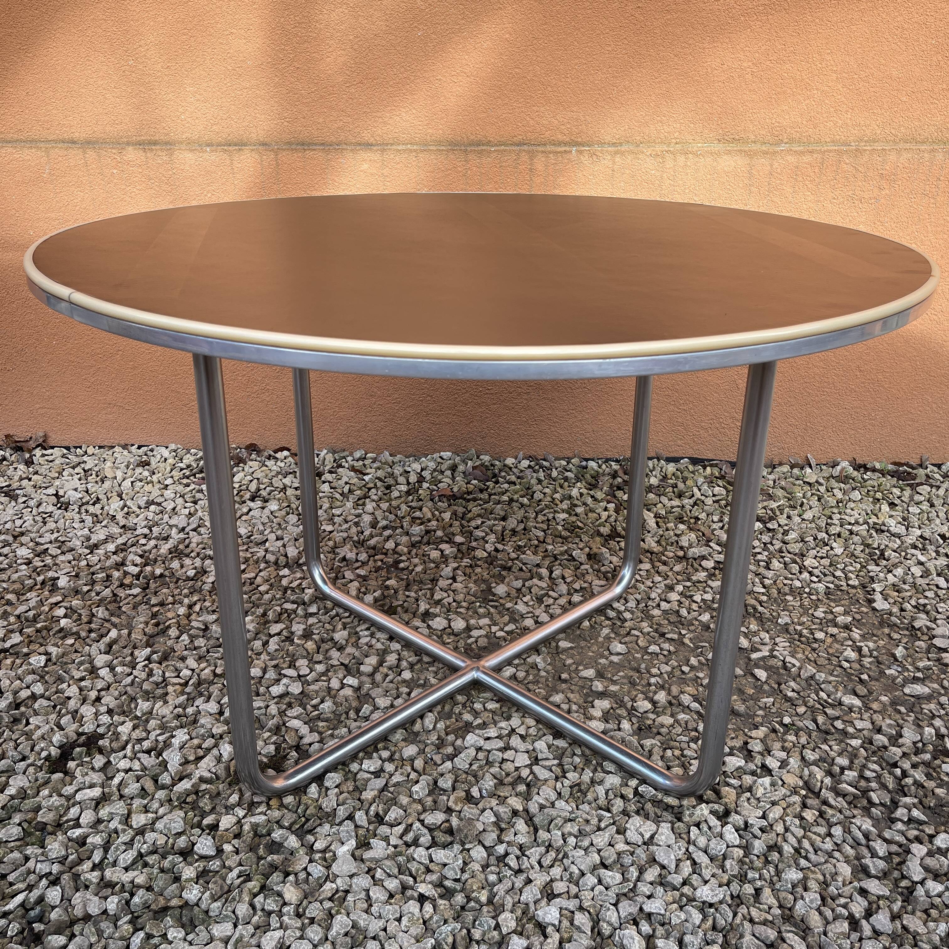Willem hendrik gispen, art deco modernist round coffee table, tubular structure