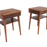 Set of 2 mahogany bedside tables, Sweden, 1950