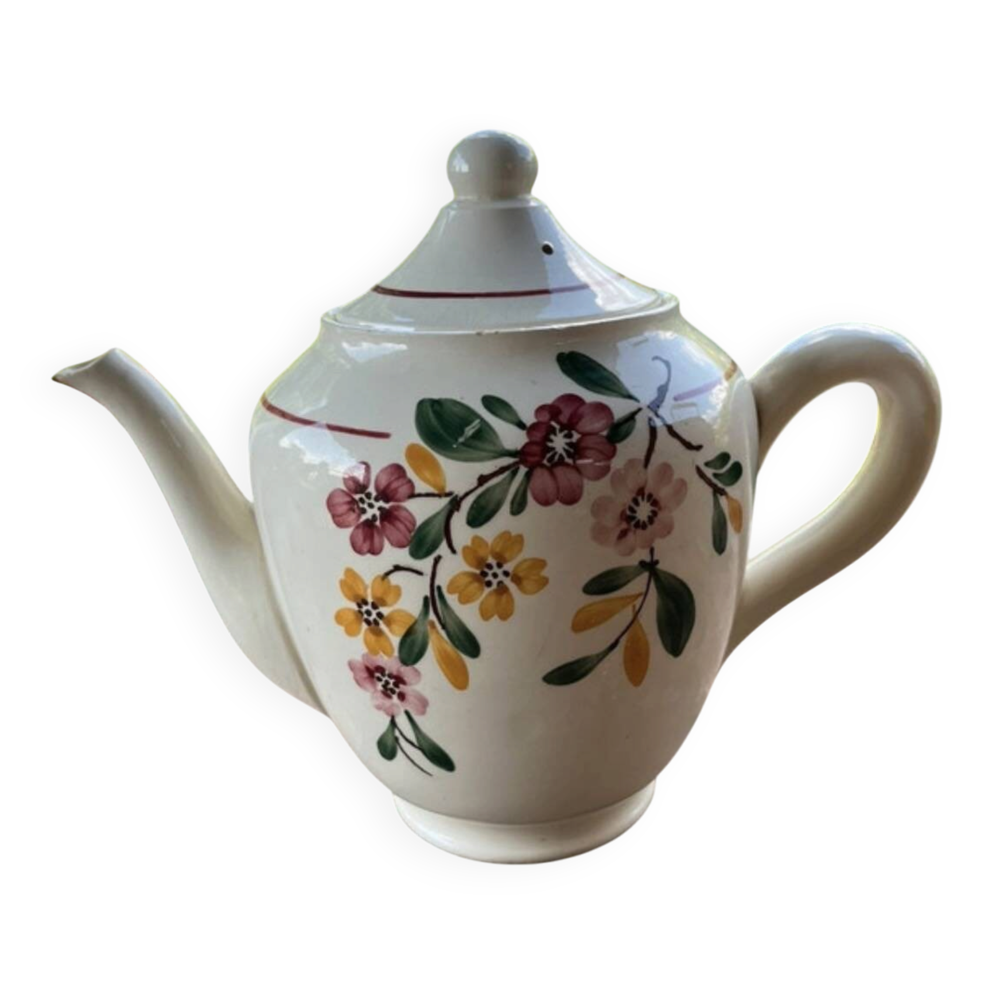 Sarreguemines earthenware teapot