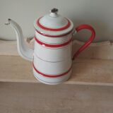 Red and white enamelled metal coffee maker