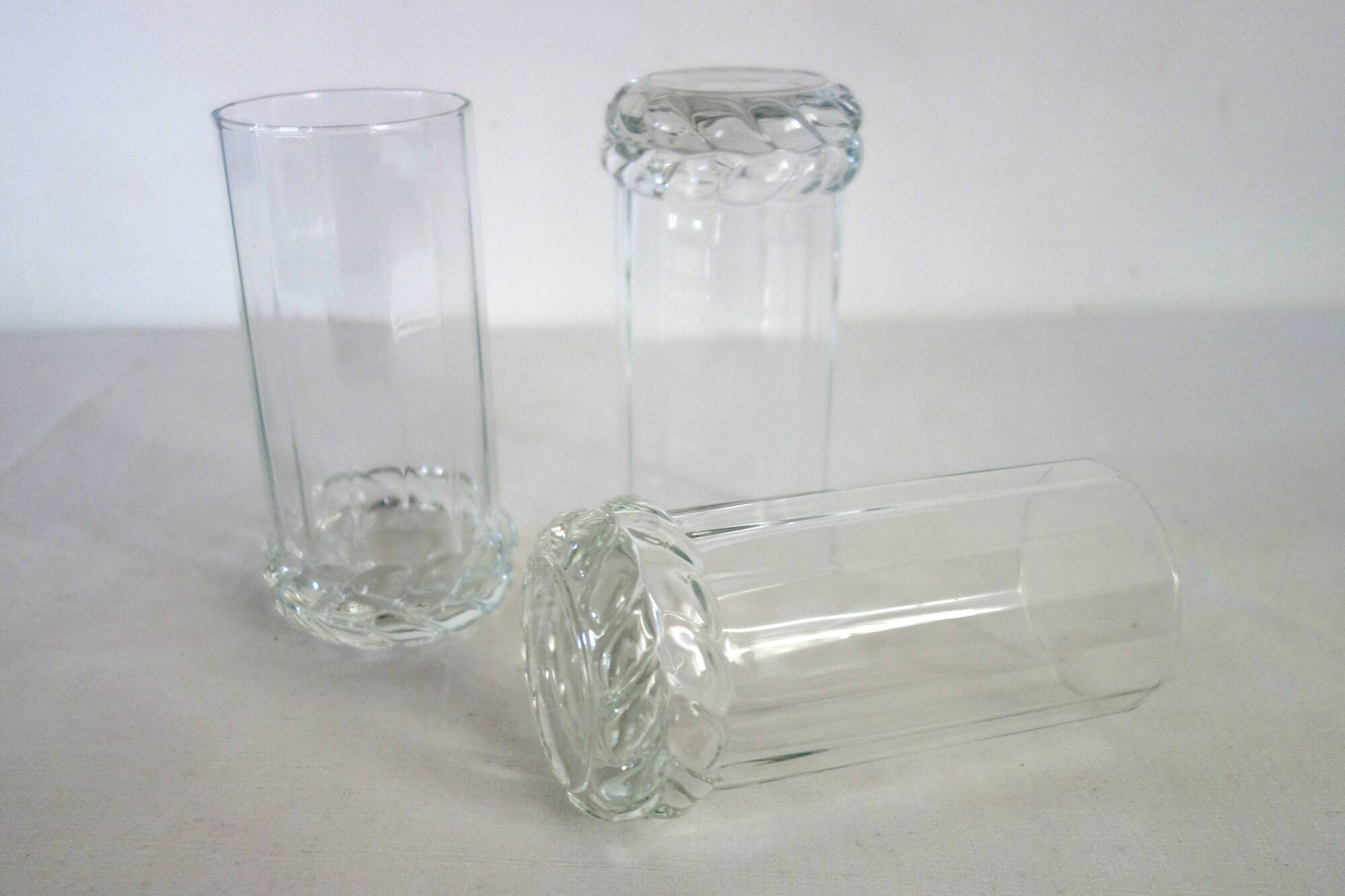 Set of 6 original big-footed glasses from the 70s