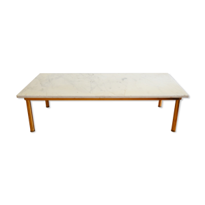 table basse en marbre et métal doré années 70