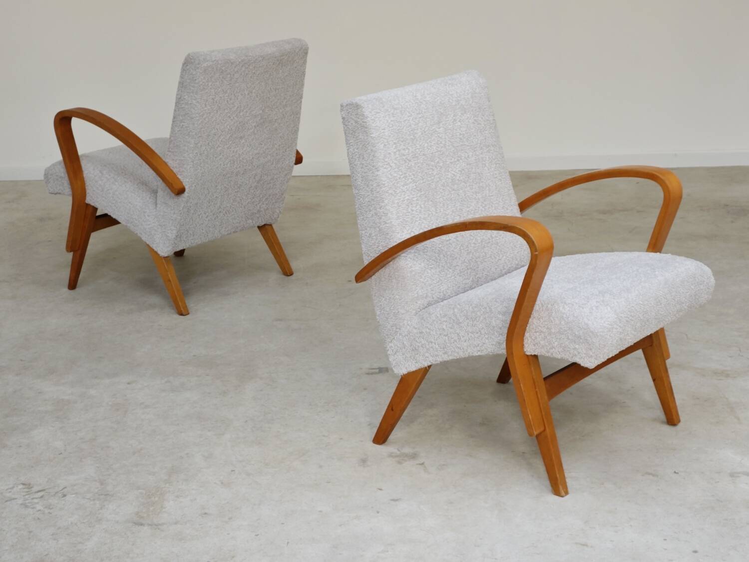 Pair of restored armchairs in large bouclette by Frantisek Jirak for Tatra 1960