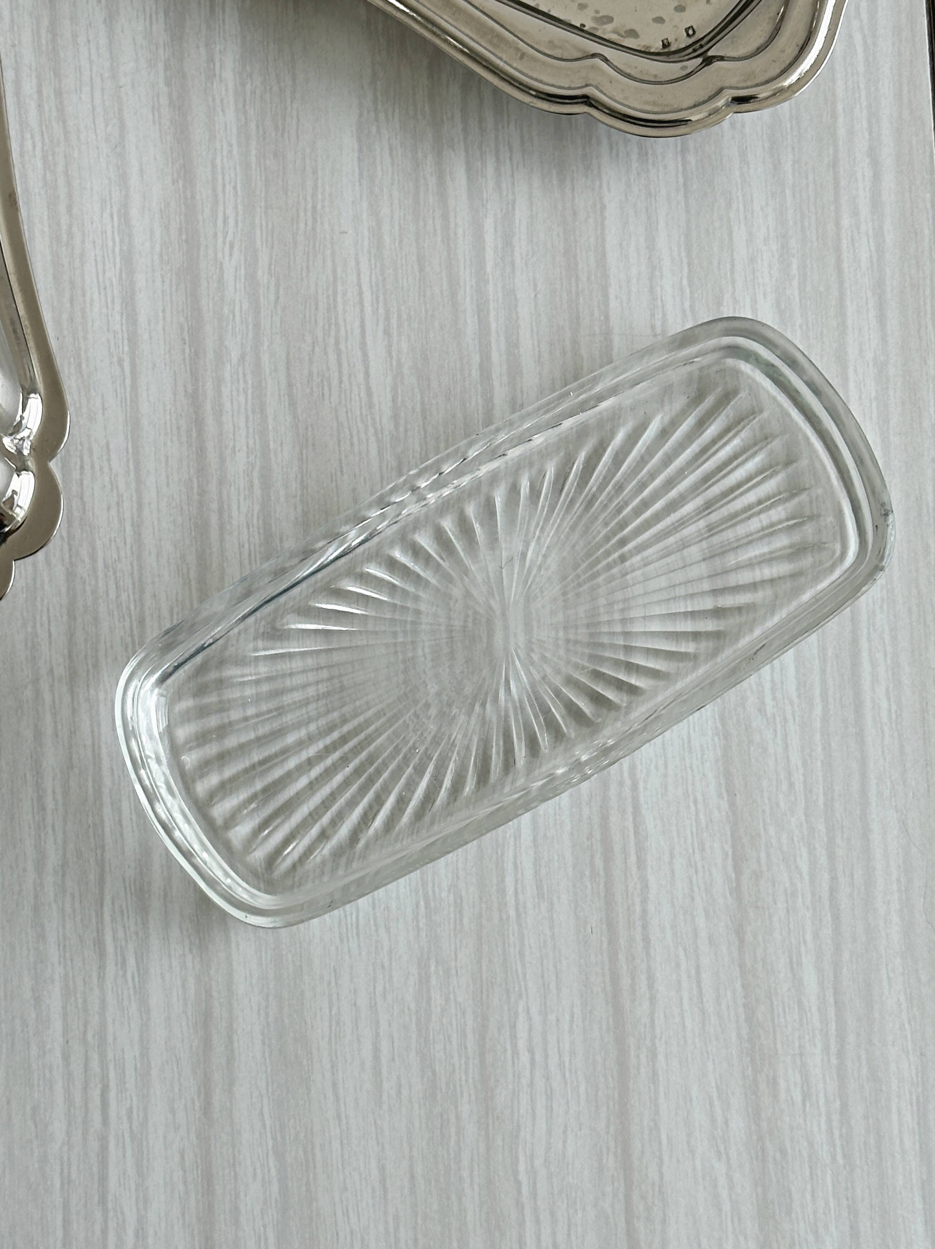 Antique silver-plated stainless steel butter dish
