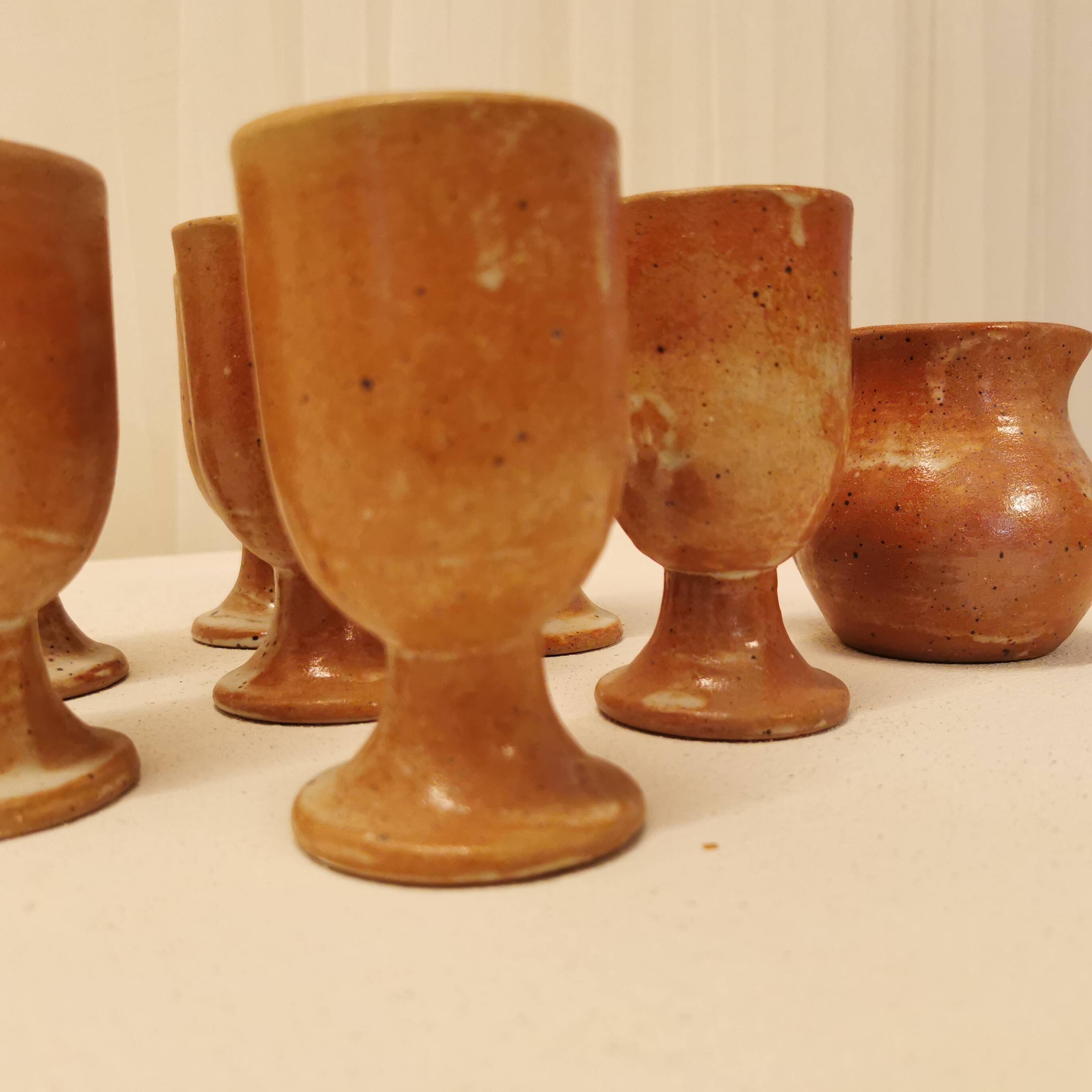 Set of 7 mazagrans and its small milk jug