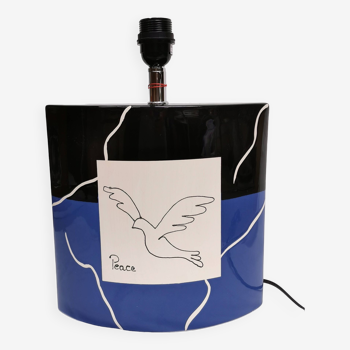 Lampe vintage le dauphin , décor colombe de la paix - peace