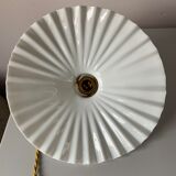 Vintage white pleated opaline pendant lamp